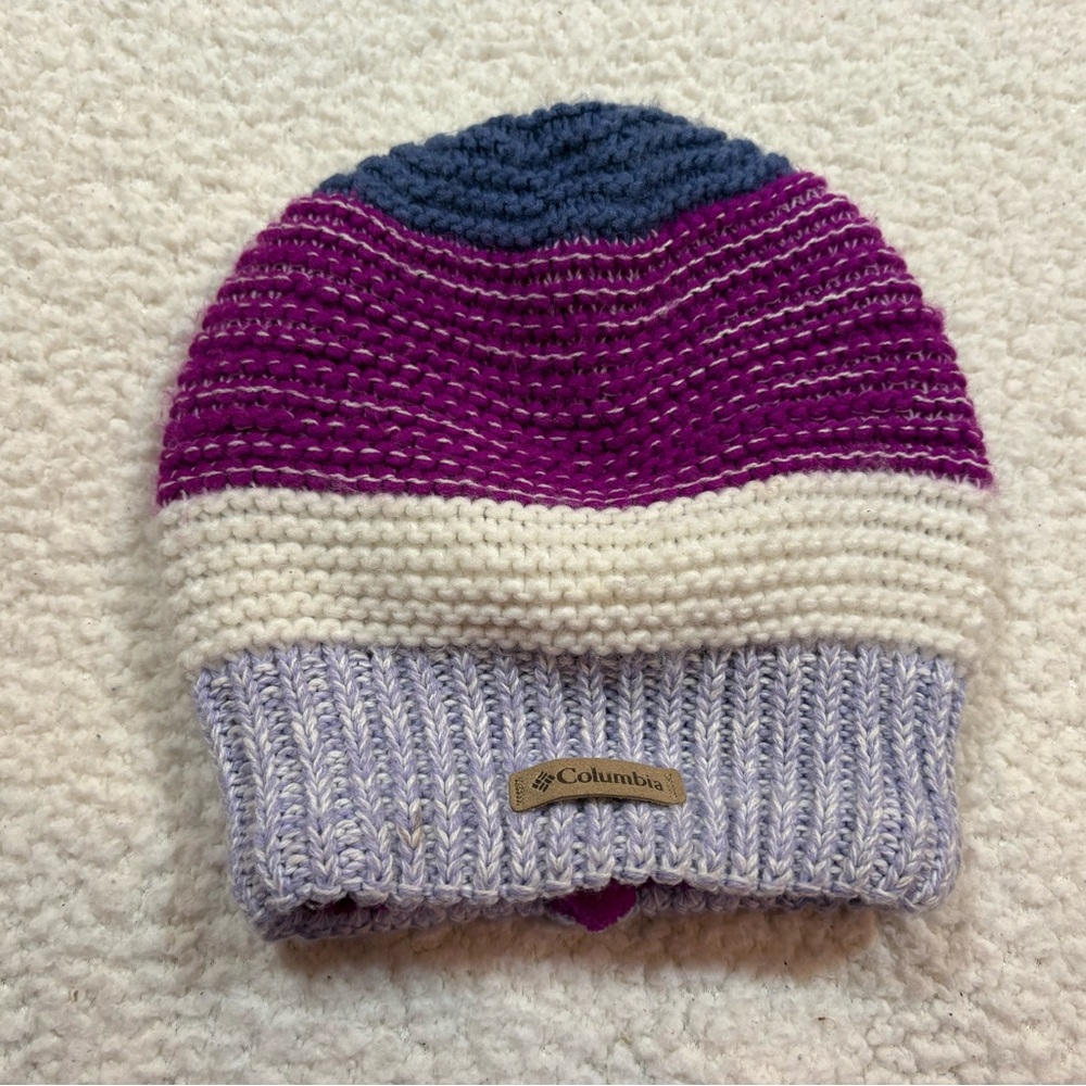 Columbia Kids' Purple and Blue Striped Beanie | One Size